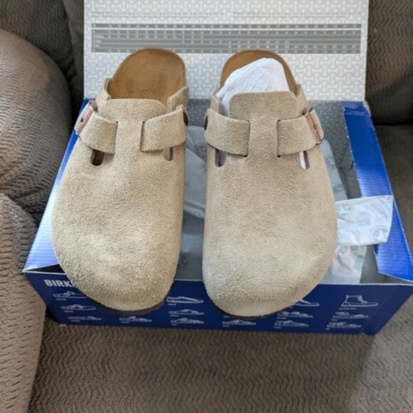 Birkenstock Boston Taupe Suede Clog Sandal - Picture 5 of 5